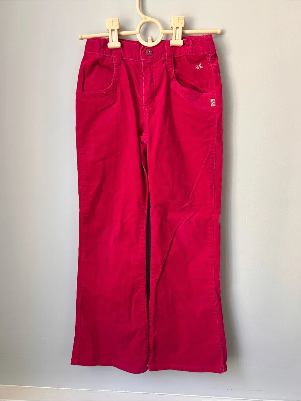 vintage OshKosh B'gosh fuchsia/bright pink corduroy flare embroidered pants 7